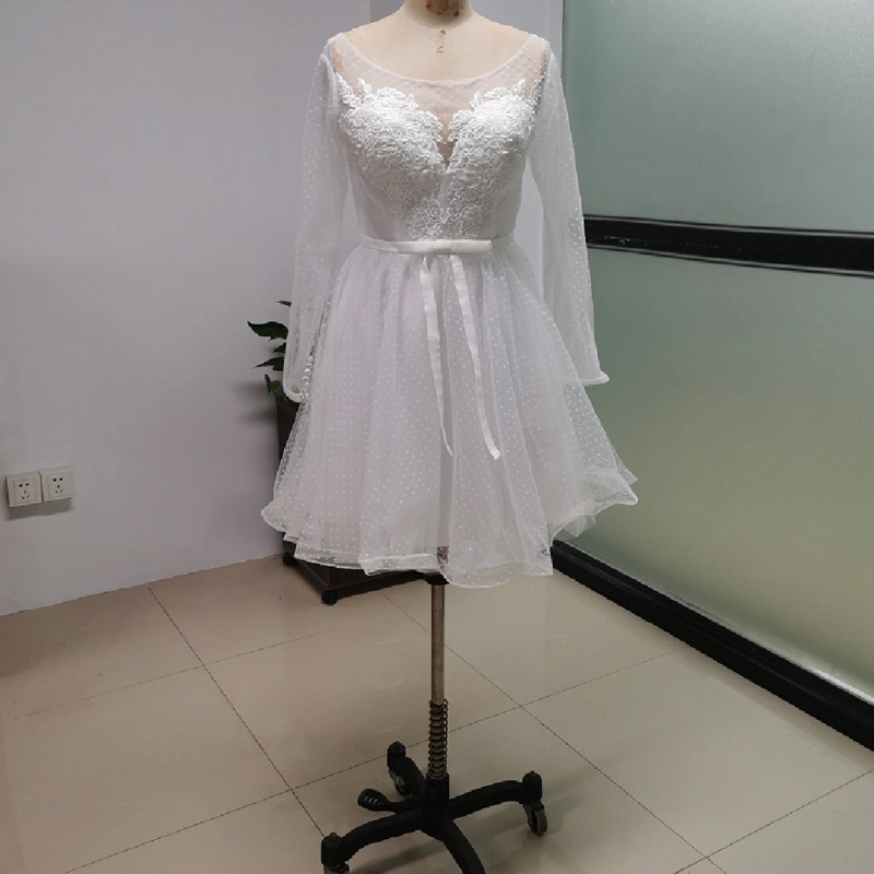 TIXLEAR-A-Line فساتين زفاف بأربطة للنساء ، ثوب زفاف صغير ، أنيق وبسيط ، رقبة مغرفة ، مزينة بالدانتيل ،
