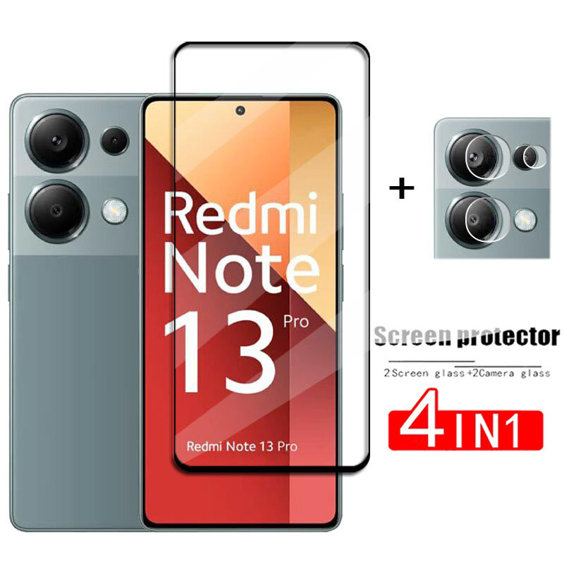 Закаленное стекло 4 в 1 для Redmi Note 13 Pro 4G, Защитная пленка для экрана Redmi Note 13 Pro, пленка для объектива телефона Redmi Note 13 Pro