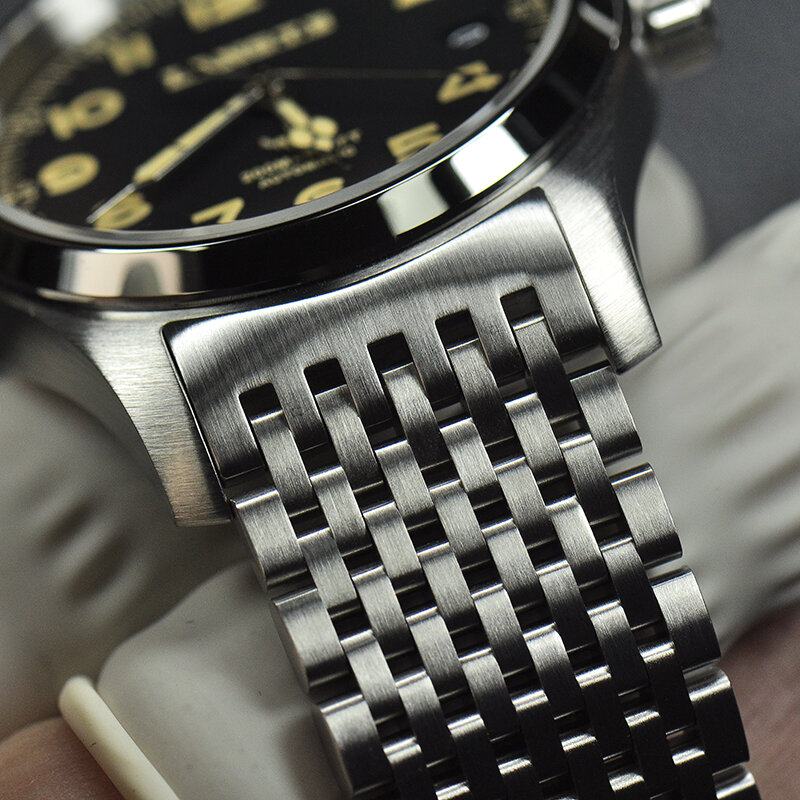 LANSTB-Zegarki vintage homage, stal nierdzewna, mechaniczny, wojskowy chronograf 200M wodoodporny zegarek dla mężczyzn, sportowy zegarek na rękę