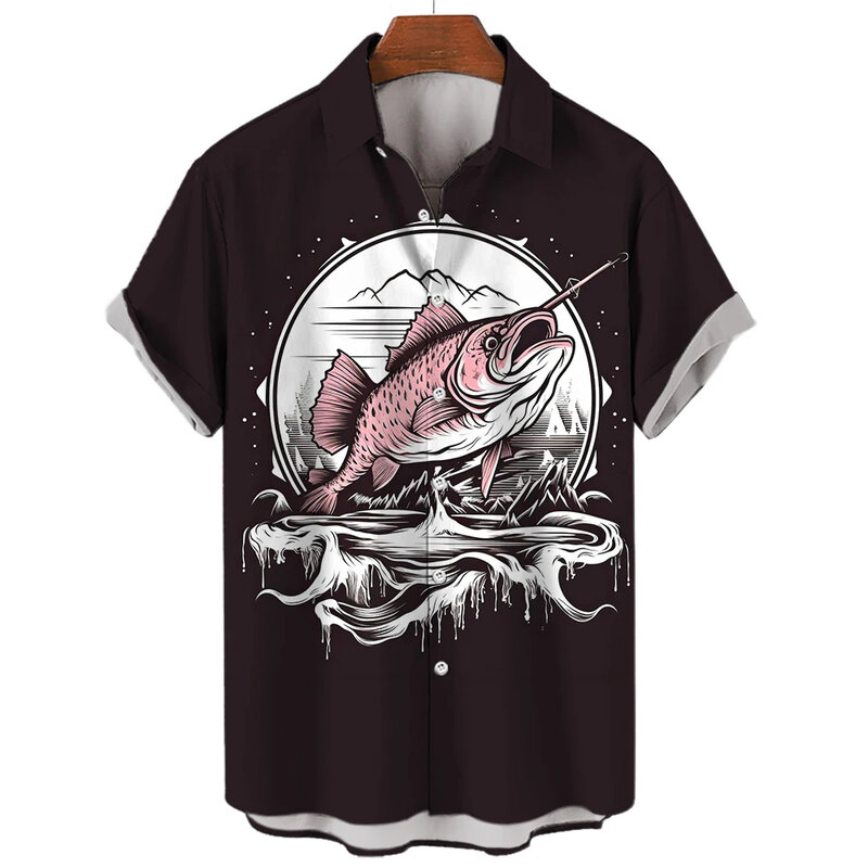 Camisa con estampado 3D de Graffiti creativo para hombre y mujer, camisa informal de manga corta con solapa, Tops con botones, ropa Unisex de gran tamaño