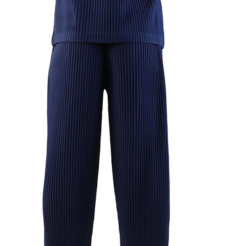 Оригинальные плиссированные брюки Pleats, мужские летние брюки с морковкой, повседневные японские мужские свободные брюки для девяти минут, Мужская одежда, новинка 2024