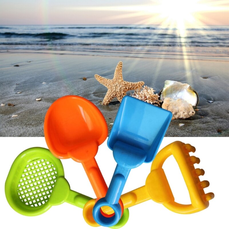 Y1ub 4 pçs criativamente crianças colorido areia ancinho pá diy verão conjunto ferramentas à beira-mar ar livre areia para