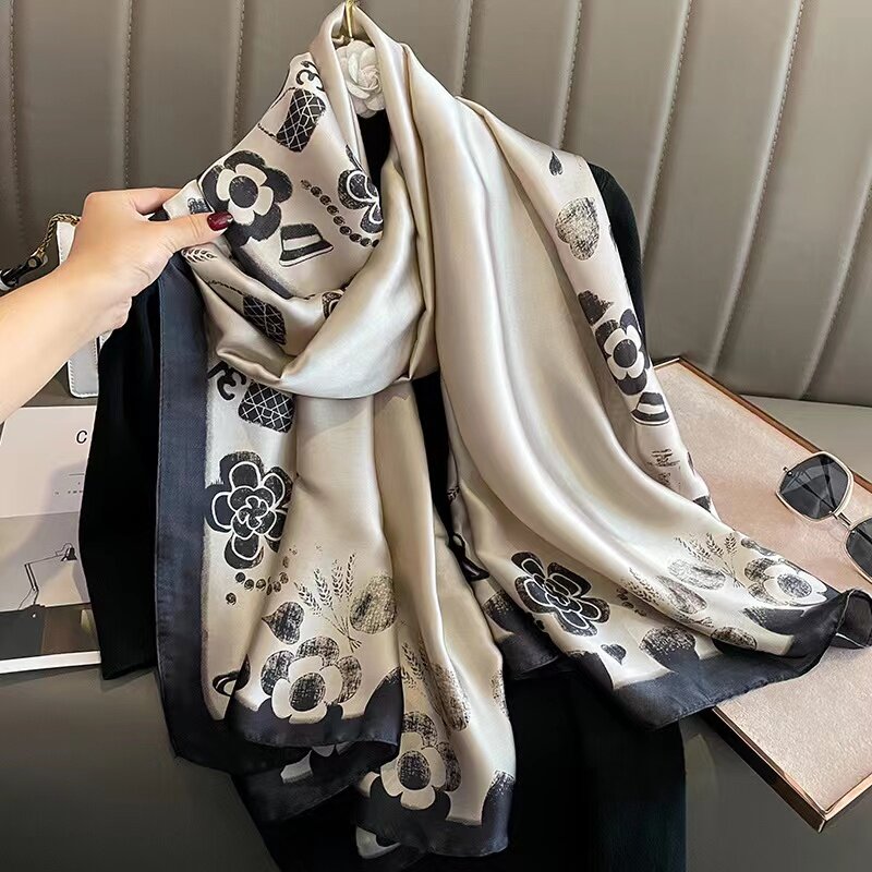2023 nuovi scialli di seta 180*90cm Luxury Brand Design Foulard femminile grandi stole Hijab Foulard da donna sciarpe Echarpe Wraps