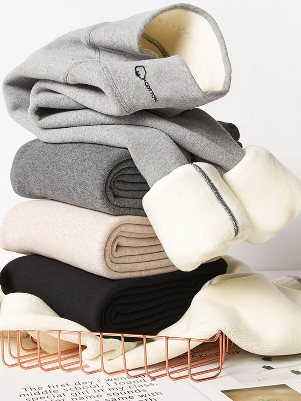 Leggings de lã térmica feminina, legging feminina, calças justas, algodão veludo, caxemira de cordeiro, quente, inverno