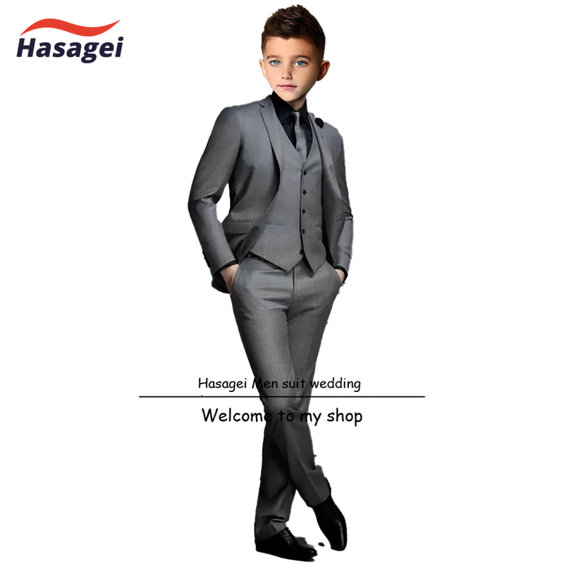 White Boys Suit Formal 3-piece Jacket Pants Vest 2-16 Years Old Stage Graduation Outfit Kids Wedding Tuxedo