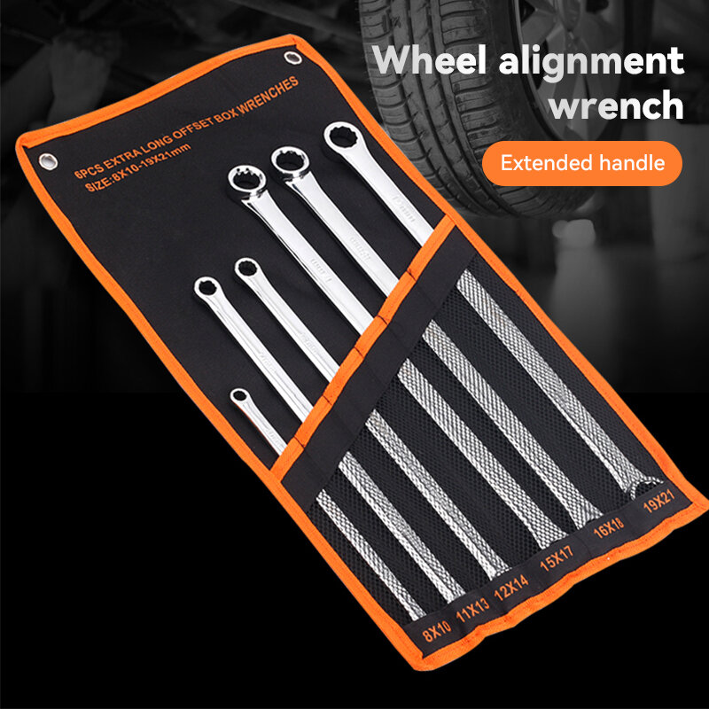 Extra Long Double Box End Wrench Set Lengthened Plum Wrench Aviation Wrench Metric 8-24mm Special Flat Auto Repair Hardware Tool