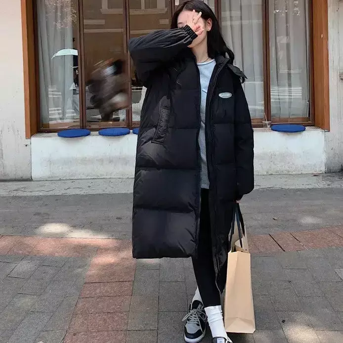 Женский пуховик, зимняя женская куртка 2023, корейские пальто с перьями, пуховик, Женская пуховая куртка, длинная пуховая куртка из хлопка