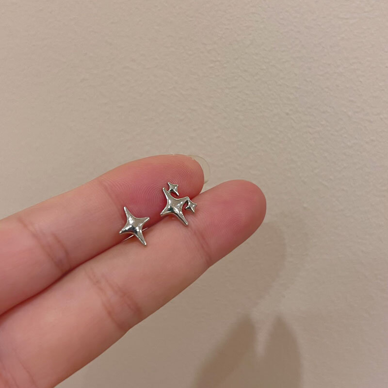 2023 Trend Silver Color Plated Hollow Star Hoop Earring For Women Fashion Vintage Accessories Aesthetic Jewelry Gift