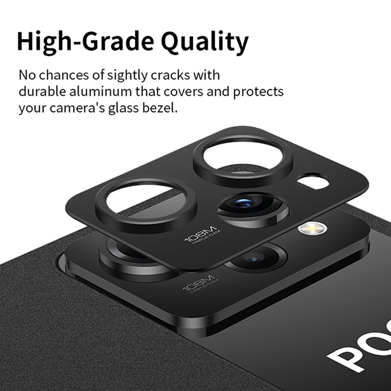 2 Stück Aluminium legierung Kamera filme für Xiaomi Poco x5 x5 Pro x4 GT Telefone Schutz großen Bogen von schwarzem Hintergrund