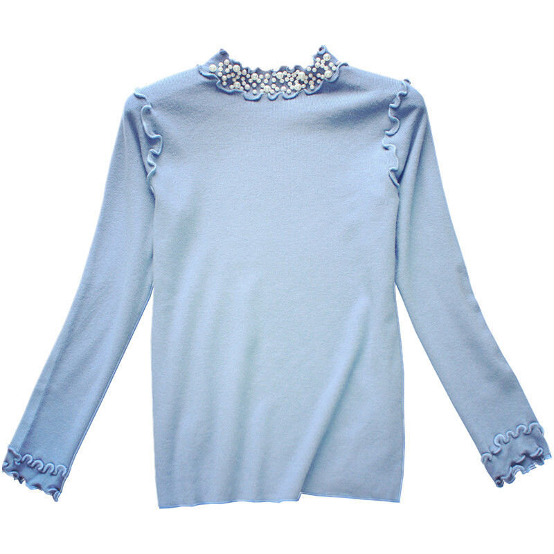 Sweter damski z okrągłym dekoltem jesienno-zimowa zwykły sweter ciepła na co dzień ściąga swetry koreańska moda 2023 wiosenna dzianina długa koszula