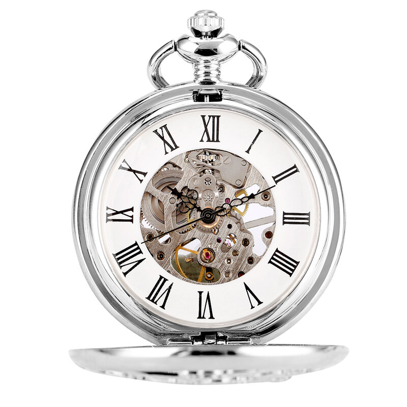 Reloj de bolsillo mecánico para hombre, pulsera de mano con diseño chino de bestia auspiciosa, cadena Fob, colgante de plata Retro, regalo de reloj