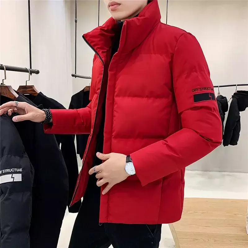 New Stand Collar Men Windbreaker Cotton Padded Jacket Down Cotton Coat Warm Thick Winter Parka Casual Jacket Men's Clothing 2023