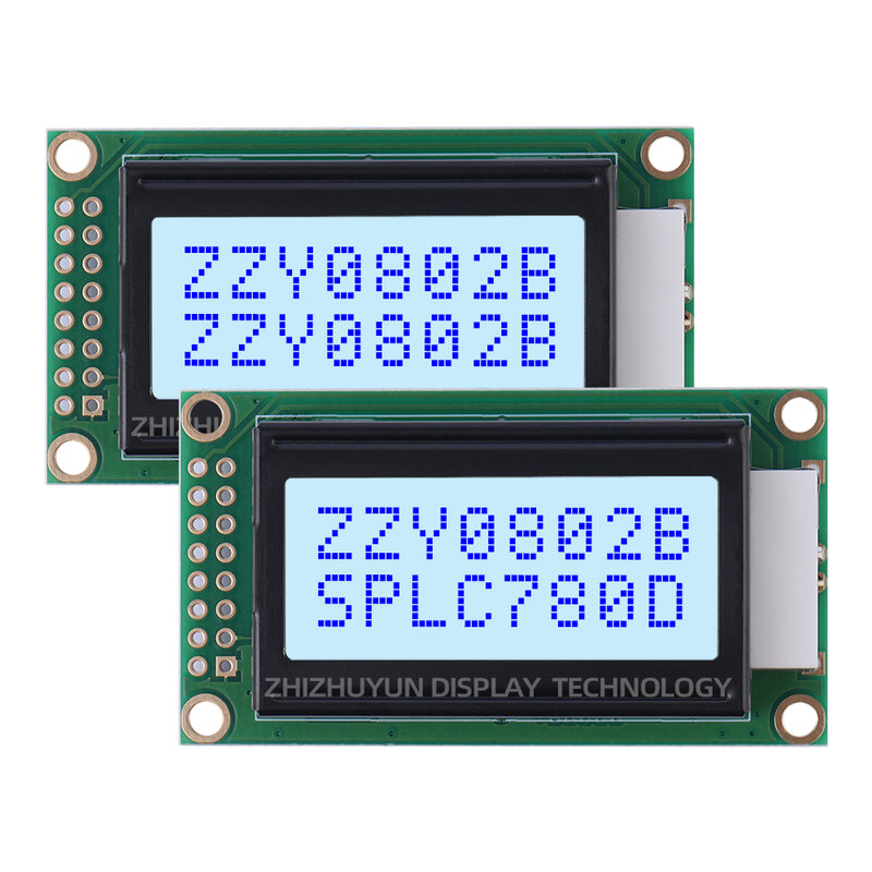 16PIN 0802B สีเขียวมรกตตัวอักษรสีดำอ่อน8*2ตัวหน้าจอ LCD โมดูล LCD ขนาด8*2 cob