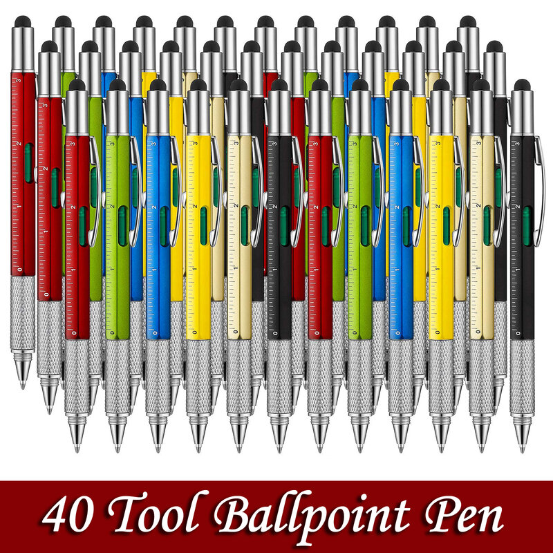 40 Stück Multifunktions-Kugelschreiber mit modernem Handwerkzeug messen Lineal Schrauben dreher Touchscreen-Stift Wasserwaage