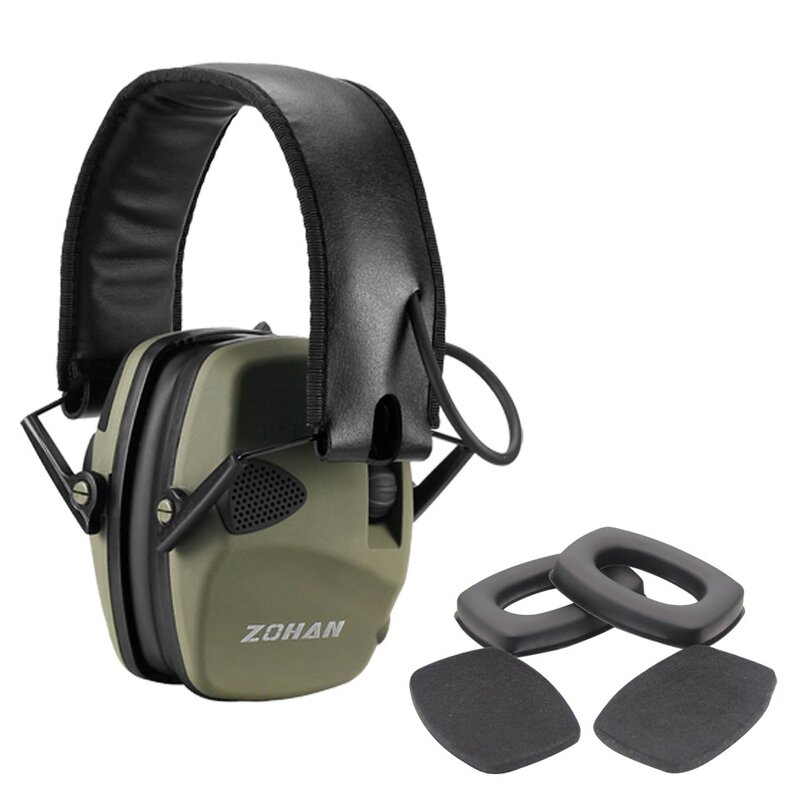Tiro Proteção Auditiva Headset Tático Eletrônico, cancelamento de ruído Caça Earmuffs, Atire com substituição Ear Pads