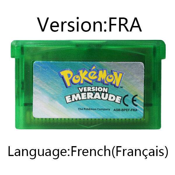Cartuccia di gioco GBA scheda Console per videogiochi a 32 Bit Pokemon Emeraude Rouge fonu Saphir Rubis Vert Feuille versione FRA per GBA/NDS
