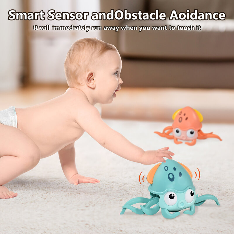 Crawling Crab Baby Spielzeug interaktive Lauf flucht fangen elektronische Musik & Licht tanzen bewegliches Kleinkind für 0-6 12-18 36 Monate