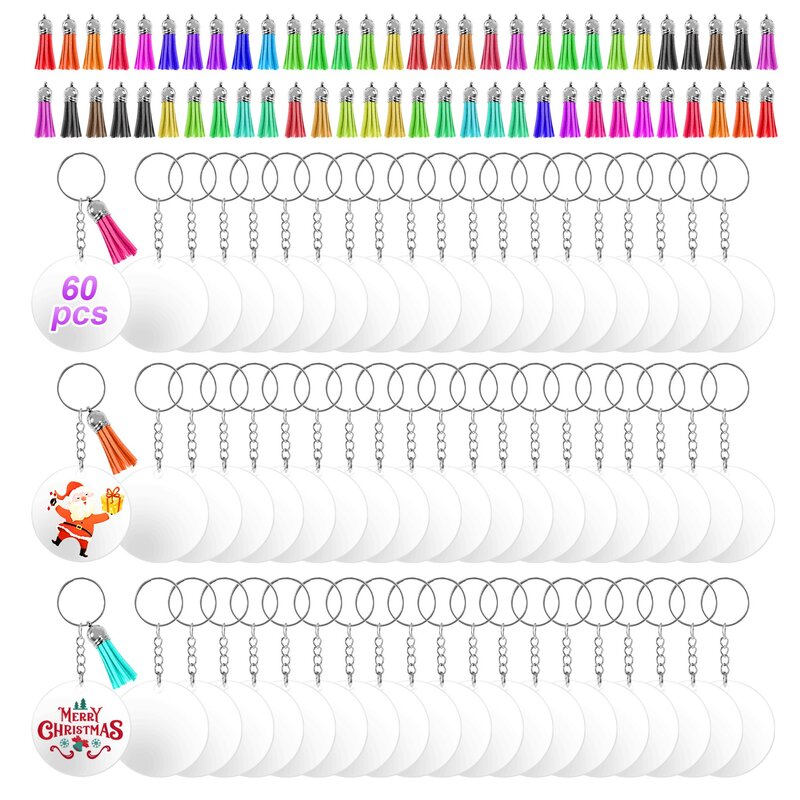 350Pcs Acrylic Clear Keychain Blanks for Vinyl with Blanks, Tassels, Jump Rings, Keychain Rings for DIY Keychain Craft