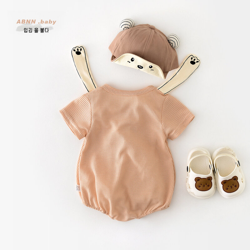 Jenny & Dave Baby 2023 Baju Musim Panas Anak Laki-laki dan Perempuan Baju Terusan Bayi Lengan Pendek Bersirkulasi Baju Monyet Tipis untuk Bayi Baru Lahir