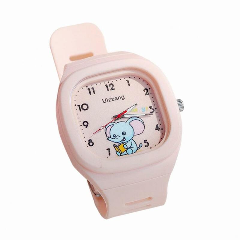 Cute Elephant Pattern Quartz Wristwatch, relógio do estudante, alça ajustável, impermeável, crianças, vídeo
