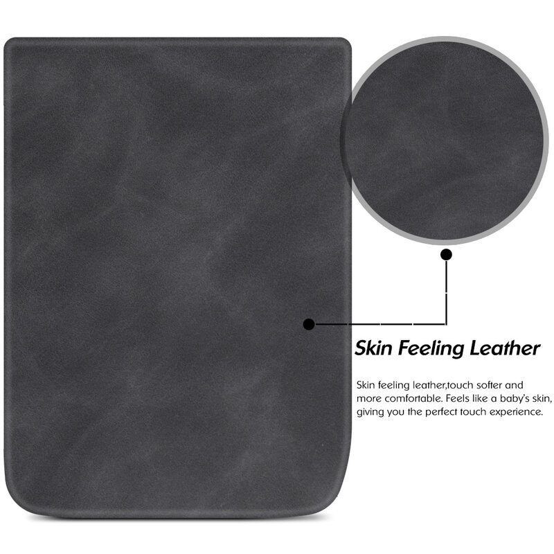 جراب نحيف لـ 7.8 "PocketBook 740/740 Pro / 740 Color eReader - غطاء خلفي من جلد البولي يوريثان الناعم الفاخر مع النوم / الاستيقاظ التلقائي