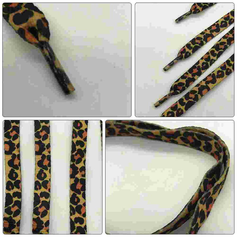 2 Pair Leopard Lace Women's Running Shoes Unique Shoelaces for Durable Print Accessory Polyester Creative
