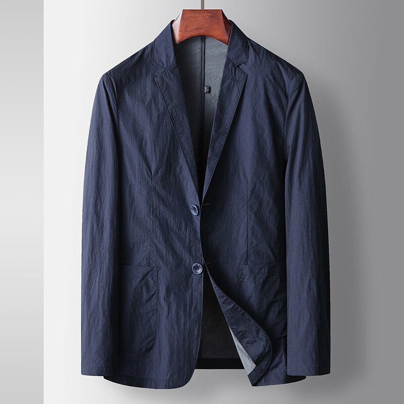 Trajes de manga corta LIS11493 para hombre, ropa de marca cómoda con solapa, color sólido, Verano