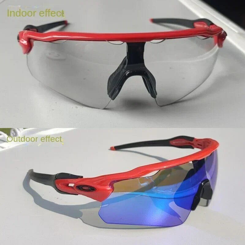 Kacamata olahraga bersepeda luar ruangan, kacamata hitam pria dan wanita, cermin polarisasi anti UV, cermin berubah warna fotosensitif