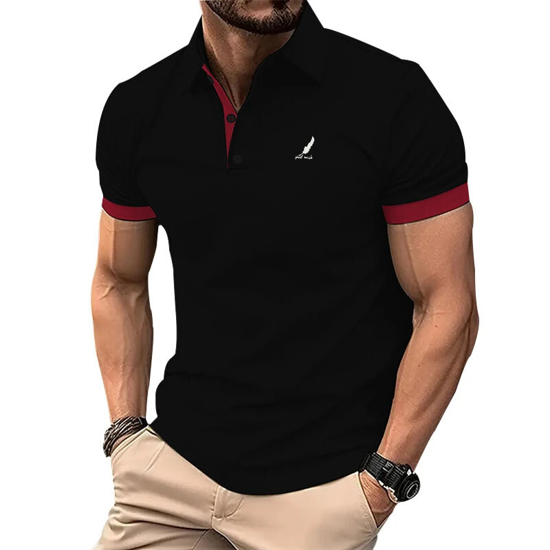 Camisa polo casual de manga curta masculina, roupa esportiva de rua, pulôver extragrande, roupa de golfe, botões tops, verão