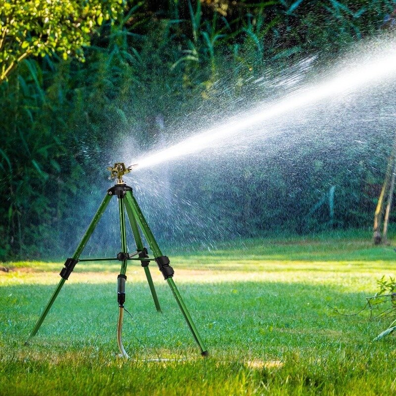 2 Pack Tripod Sprinkler with 300 Degree Large Area Coverage, Extra Tall Heavy Duty Water Sprinkler for Lawn/Yard/Garden