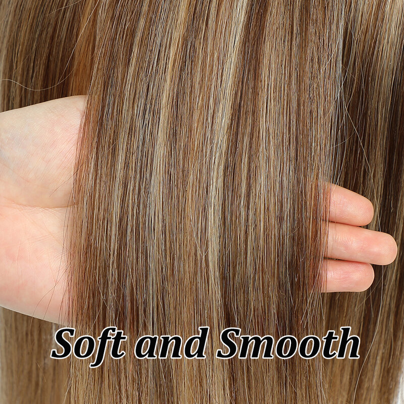 Topper de cabello humano 100% Remy para mujer, extensiones de cabello de una pieza, Color Natural, 25-45cm
