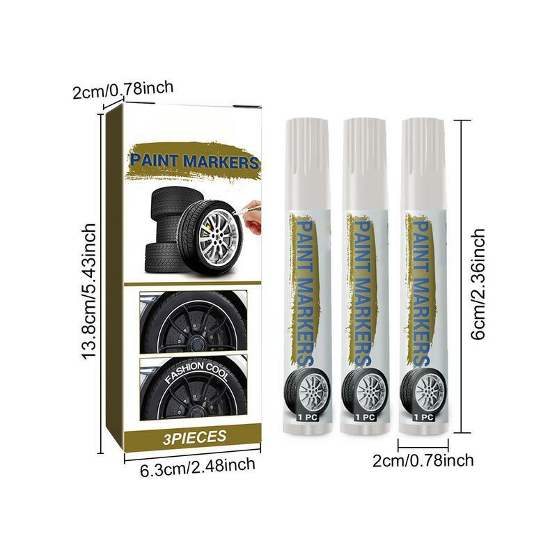 Rotulador de pintura para neumáticos de coche, rotuladores de pintura impermeables, 3 piezas, secado rápido, antidecoloración, a base de aceite, suministros de arte