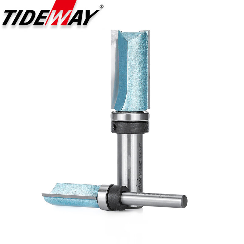 Tideway 1pc 1/2" 1/4" Shank Flush Trim Router Bit For Wood Woodworking Tungsten Steel  Straight Bit With Bearing Milling Cutter