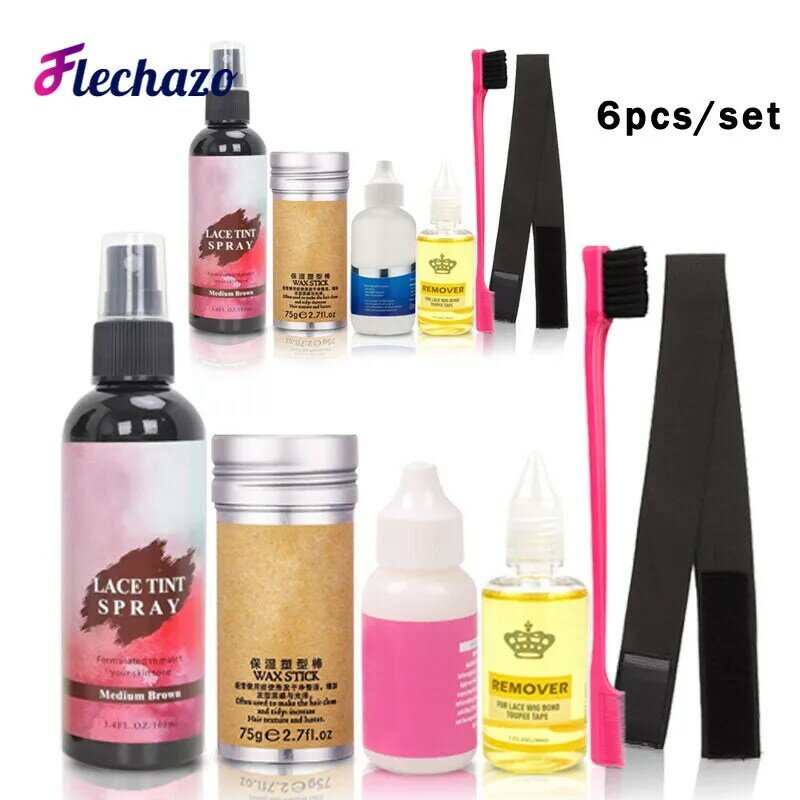 Lace Tint Spray Medium Dark Brown For Lace Wigs Lace Tinting Spray Lace Glue Adhesive Hair Wax Stick Elastic Bands For Beginners