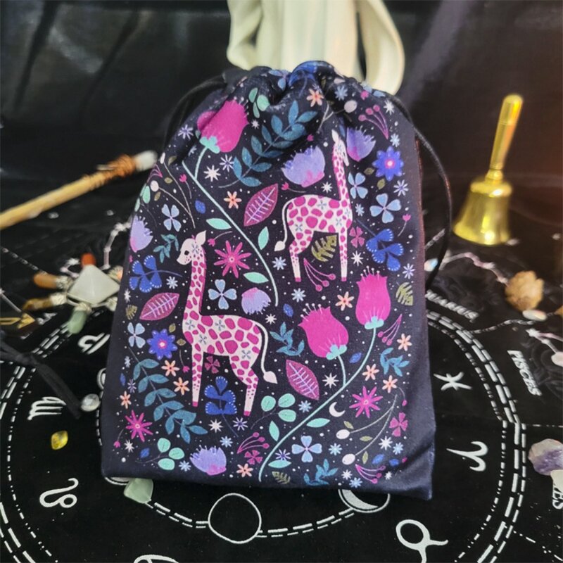 1 pz Constellation Card Storage Bag Mini accessori Mini gioco da tavolo pacchetto con coulisse Flower Rabbit Oracle Cards Storage Bag