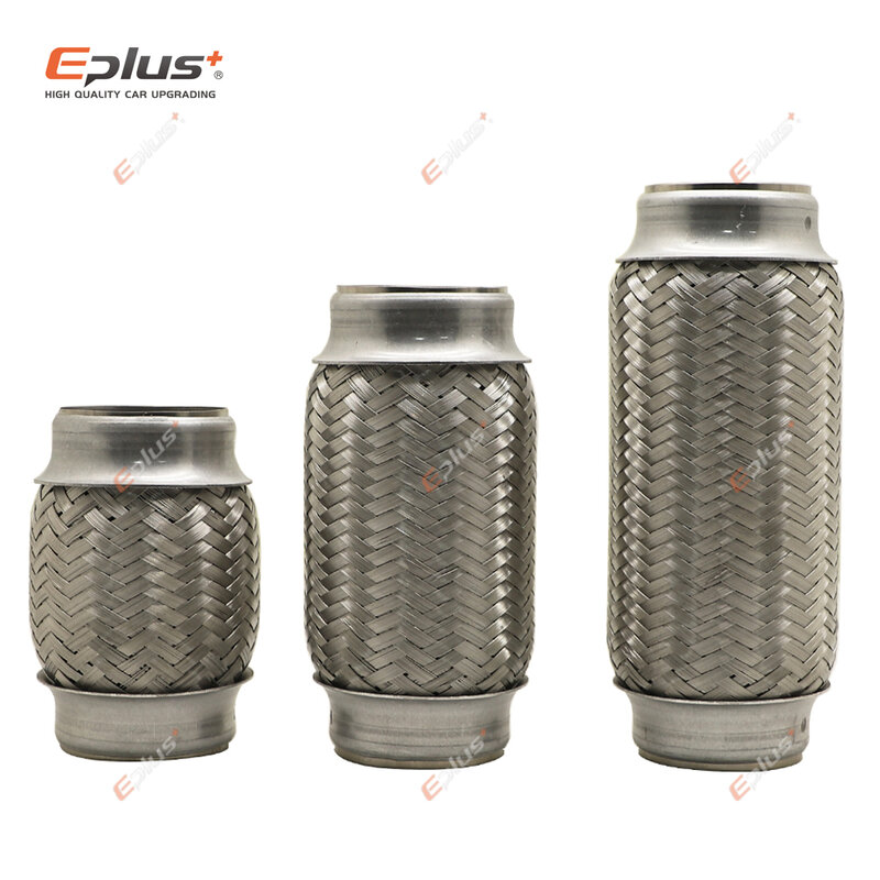 EPLUS Car Exhaust Tube Telescopic Flexible Connection Braid Bellows Stainless Steel Muffler Pipe Connector Welded Universal