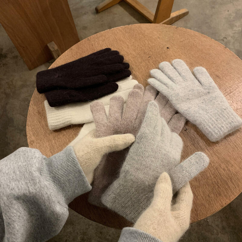 Зимние теплые вязаные перчатки с пальцами для мужчин и женщин, однотонные шерстяные варежки для сенсорного экрана, плотные теплые перчатки для велоспорта и вождения, 1 пара