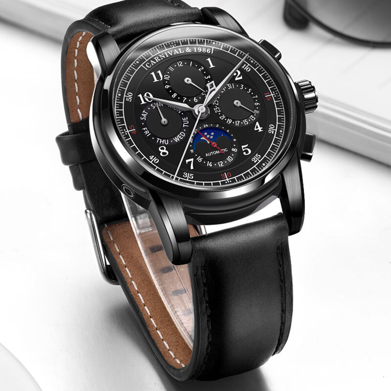 Karneval Mode lässig neue Männer Uhr automatische mechanische Uhr vier Augen Zifferblatt Design Luxus uhr wasserdicht reloj hombre