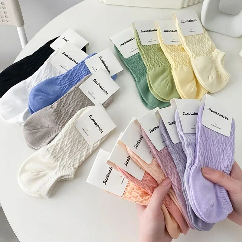Calcetines tobilleros invisibles para mujer, medias cómodas de malla transpirable, de algodón, Color Macaron, G107