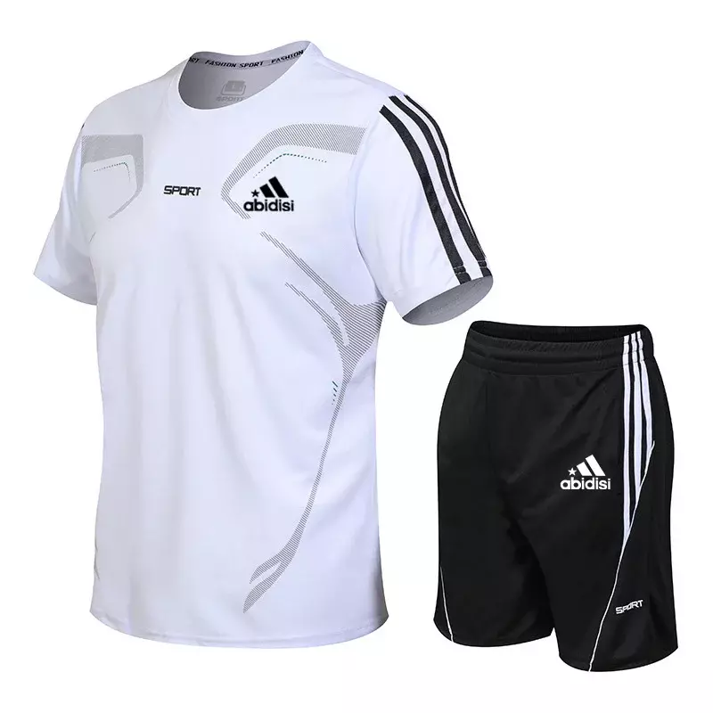 2024 New Men's Summer Short sleeved Top, Shorts, Sports Set, Fitness, Jogging, Sports Wear, Casual Fashion, Cycling Wear