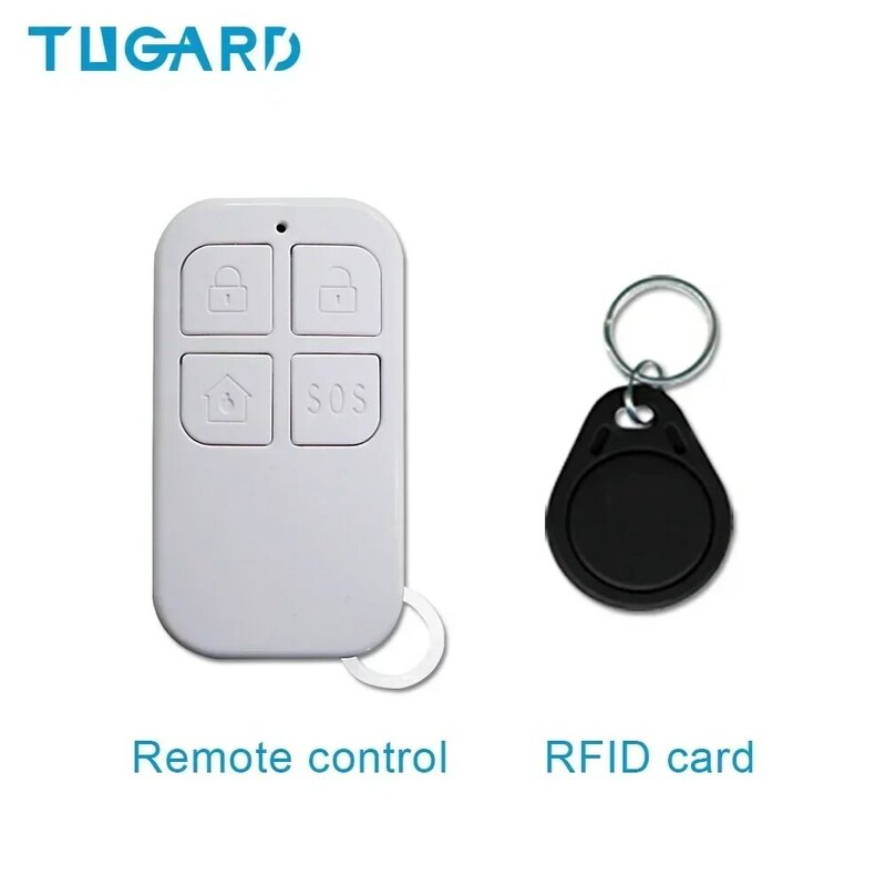 433MHz Wireless Remote Control Detector 4 Keys Encoding for Remotely Arm Disarm Home Security Alarm System+Wireless RFID Tags