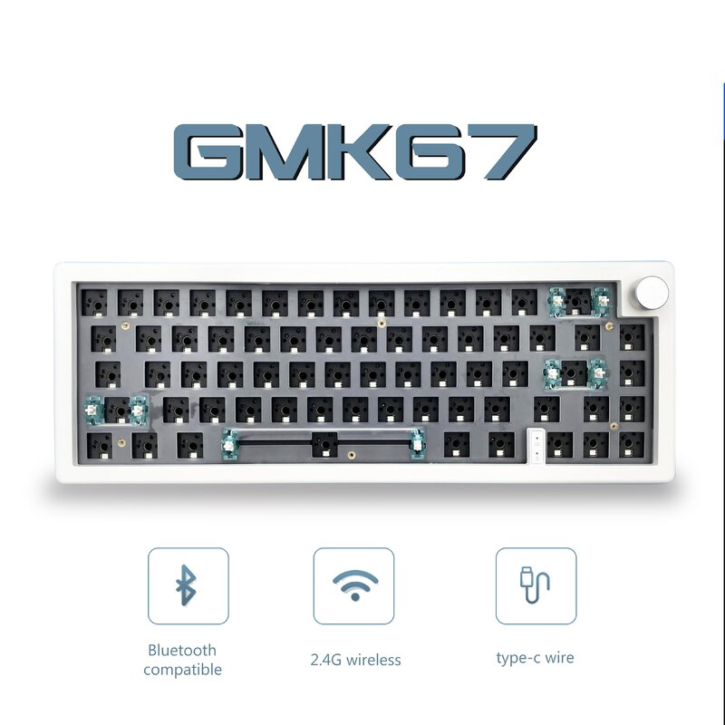 Kit de teclado mecánico intercambiable en caliente, estructura de junta retroiluminada RGB inalámbrica, 3 mod, Bluetooth 2,4G