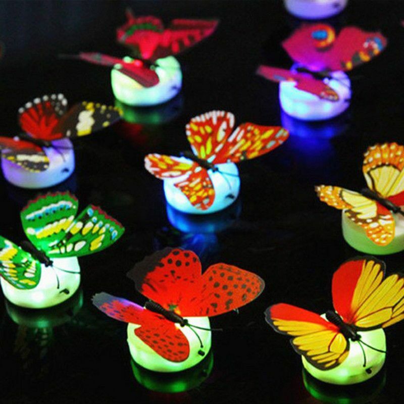 LED Butterfly Decoration Light Creative Colorful Luminous Novelties Night Light Lamp Paste Wall Lamp Small Play Atmosphere Light
