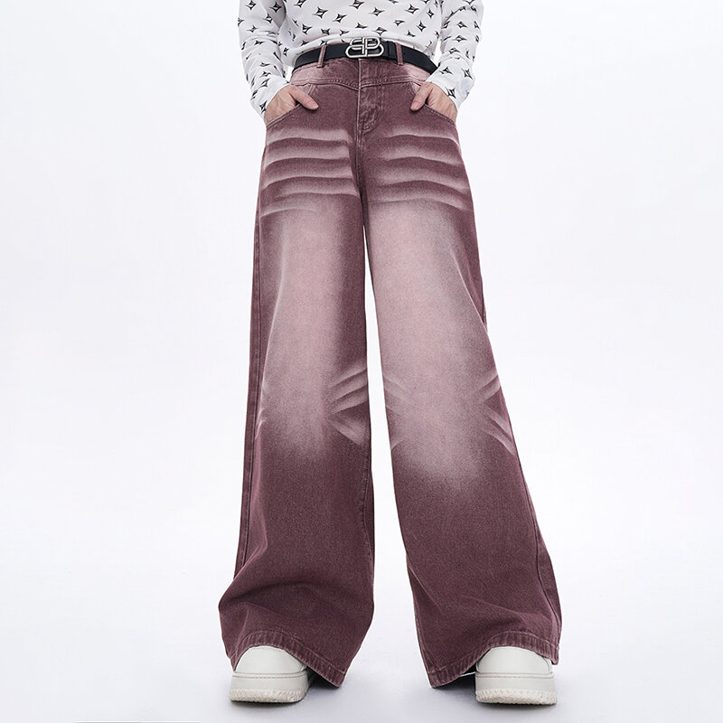 Fewq American Retro Style Herren Jeans Sommer Nische Design Textur Hose lose Modetrend Straight-Leg Hose gewaschen 24x9095