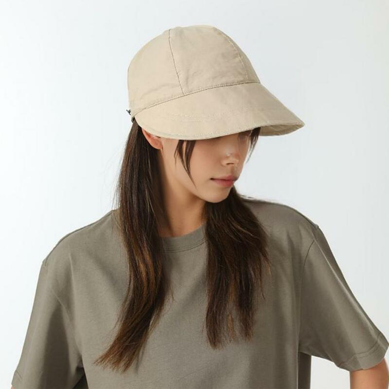 여성용 자외선 차단 경량 접이식 포니테일 모자, 포니테일 구멍이 있는 넓은 챙, 원예 여행용 모자