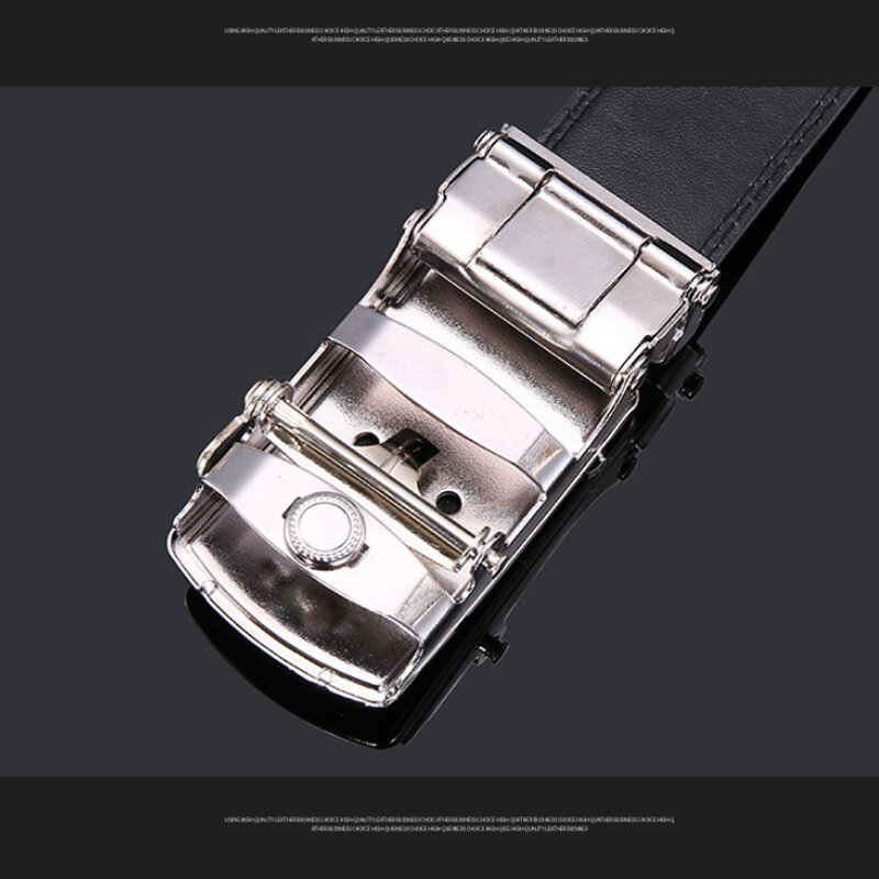 Cinturón de Metal con hebilla automática para hombre, correa de cuero de alta calidad para pantalones vaqueros, para negocios, trabajo, informal, de marca de lujo