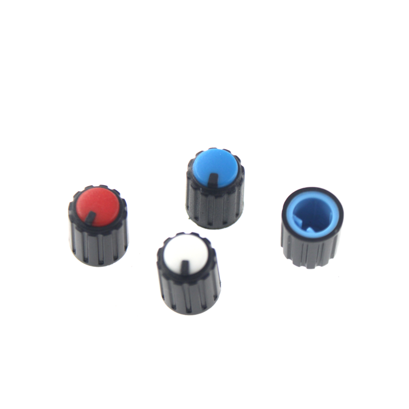 20PCS Dual color knob 10 * 12mm small volume adjustment hat flower shaft 6mm half axis potentiometer power amplifier sound
