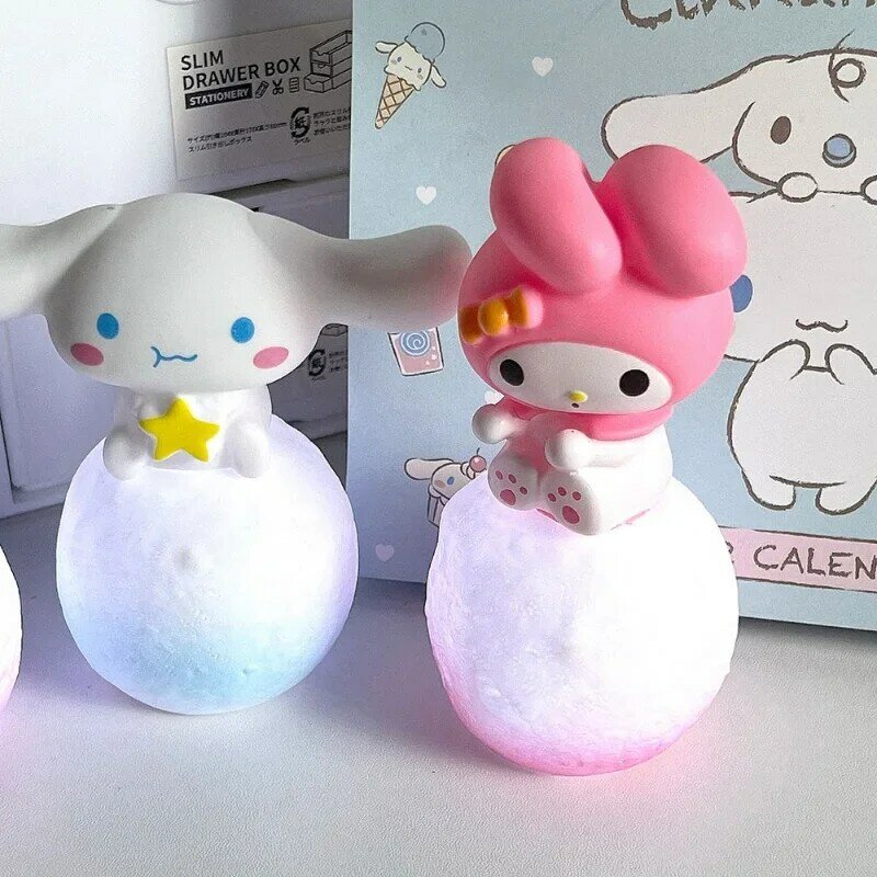 Kawaii Kuromi Cinnamoroll Night Light Glowing Children Toy Bedside Lamp Anime Cartoon Melody Cute Children Kid Present Gifts