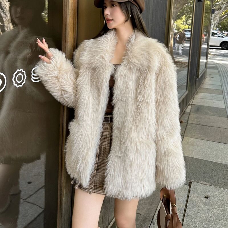 Осенне-зимнее меховое пальто из овечьей шерсти, женское темпераментное меховое плюшевое пальто