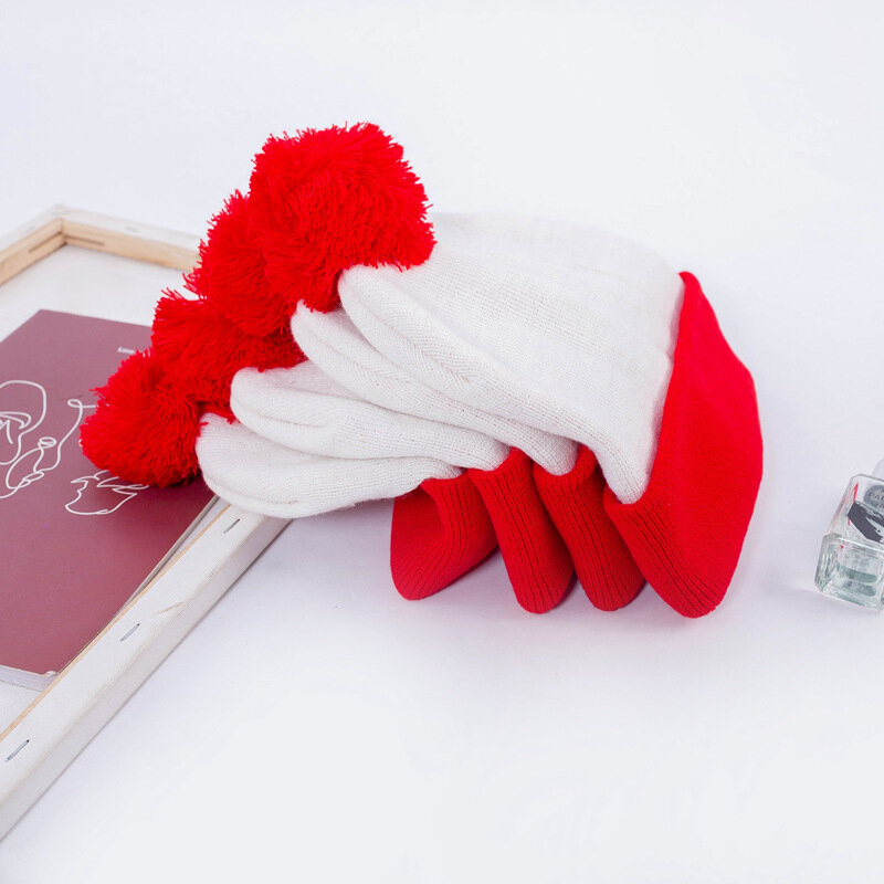 Dimana Wally Waldo Topi Rajut Merah Putih Cosplay Halloween Hadiah Natal Topi Tebal Hangat Musim Dingin Topi Valentine Wanita dan Pria